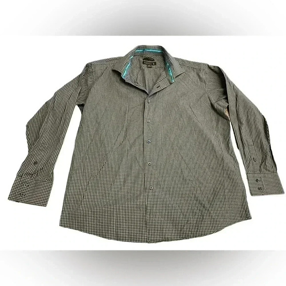 Alfred Sung Non Iron  Blue Checkered Dress Shirt Size XL - Picture 2 of 6